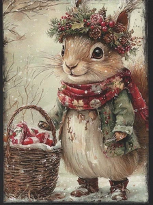Junk Journal Art Cards, A Squirrel's Christmas, 12pcs 4"x 6" - Picture 1 of 12
