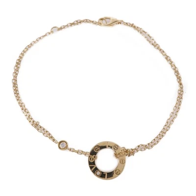 *15% OFF * CARTIER любовь браслет на цепочке 2 бриллианты B6038300 бриллиант 18K желтый... - Изображение 1 из 4