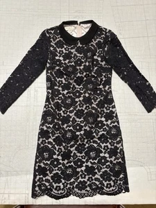 Ted Baker schwarz & rosa Blumen Spitze Etuikleid mit Peter Pan Kragen, Größe 1 (sm) - Bild 1 von 14