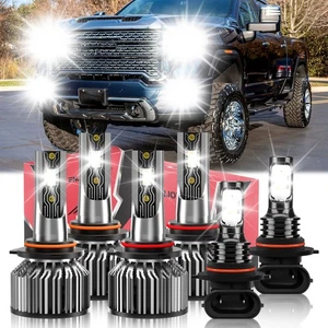 For GMC Sierra 3500 2003-2006 6x LED Headlight +Fog Light Kit High&Low Beam Bulb - Picture 1 of 11