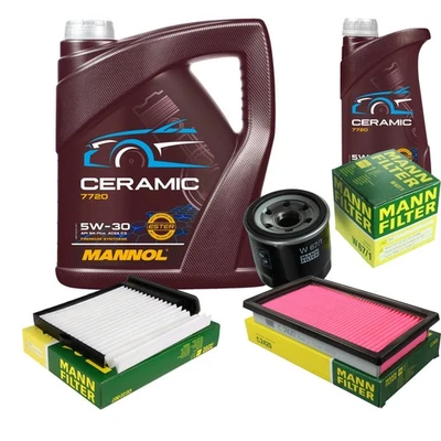 MANN Inspektionspaket 6L MANNOL Ceramic 5W-30 für Nissan Tiida Schrägheck 1.6 - Bild 1 von 4
