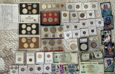 Mixed lot Coins,Stamps, $1 US Note,Foreign Notes.EBAY VALUE $538.Take it $450! - Image 1 of 4
