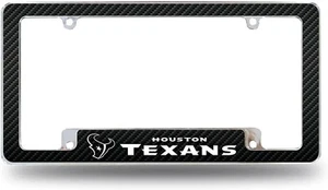 Houston Texans Metal License Plate Frame Chrome Tag Cover Carbon Fiber Design... - Picture 1 of 4