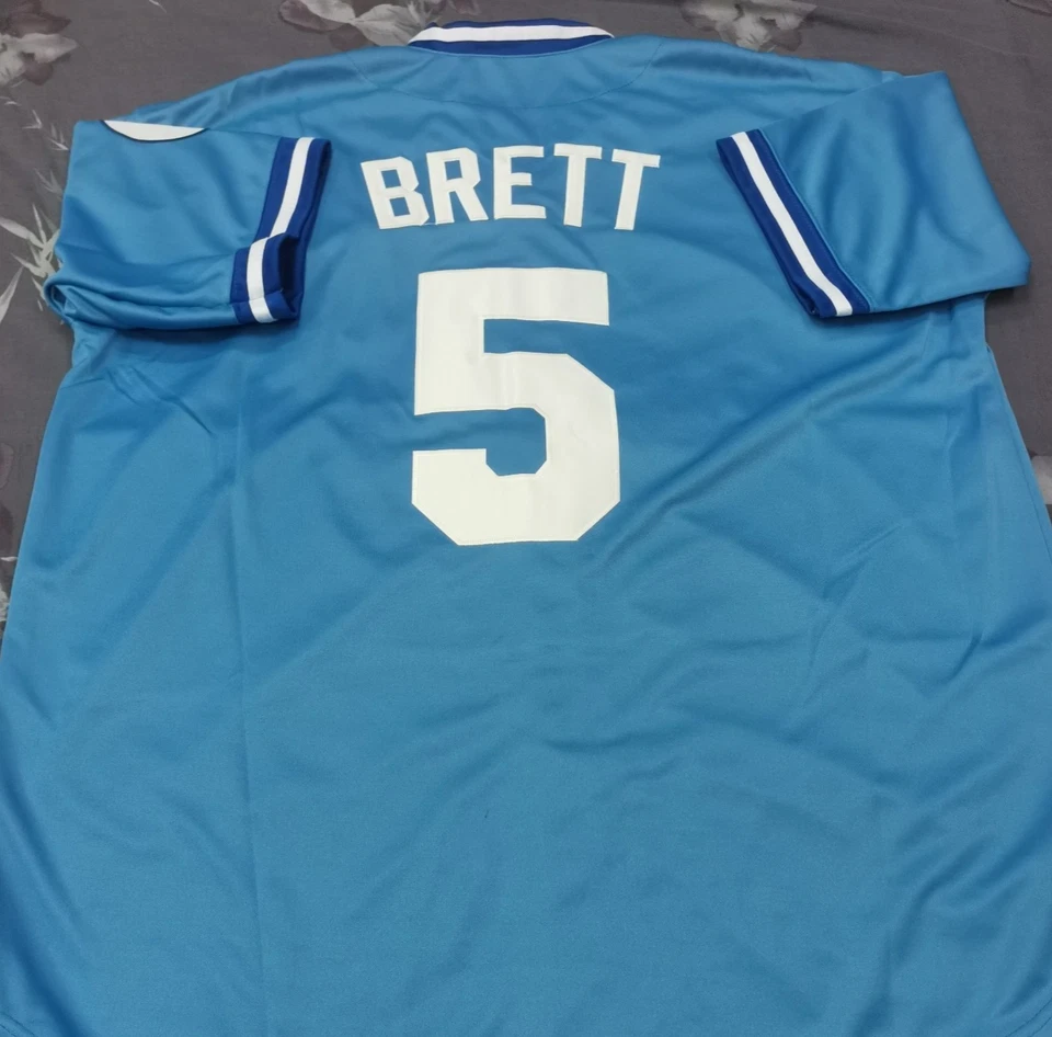 Jersey cosido vintage George Brett #5 Royals retro azul claro. Foto 1 de 4