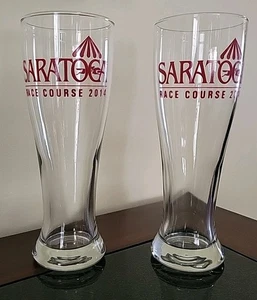 Saratoga Race Course Set Of 2 2014 Pilsner Beer Glasses 16oz Original Box - Picture 1 of 5