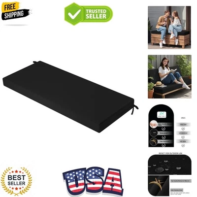 Modern Black Rectangular Bench Cushion 42x18 - Waterproof & Comfortable - Image 1 of 4