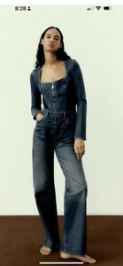 Tuta Zara blu scuro manica lunga denim 5252/281/407 blogger preferita taglia S - Foto 1 di 4