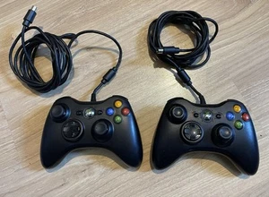 Lot De 2 Manettes Filaire Noires Microsoft Xbox 360 Compatible PC Pour - Photo 1/1