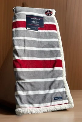 NWT Nautica Plush Reverse To Sherpa Oversized Throw Blanket 50” x 70” Cozy Gift - Image 1 of 4