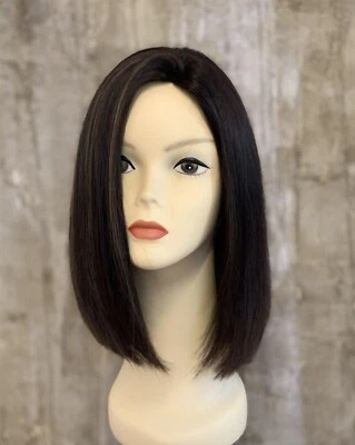 100% EUROPEAN PROCESSED HUMAN HAIR 15'' DARK BROWN W/ LIGHTER STREAKS - Image 1 of 4