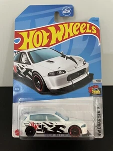 2023 HOT WHEELS HONDA CIVIC CUSTOM HW DRAG STRIP WHITE W/ BLACK GRAPHICS - Picture 1 of 8