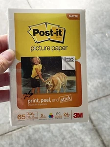 Post-It Picture Paper NEW Sealed 65 Sheets Matte 4" x 6" 5 mil Print Peel Stick - Picture 1 of 2