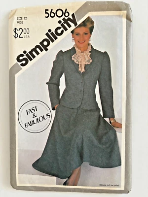 Simplicity 5606 Skirt, Jacket Pattern Size 12 UNCUT Sewing Pattern Vintage 1982 - Image 1 of 4