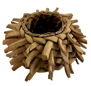 ÚNICA olla canasta tejida vintage hecha a mano con cáscara de coco y hojas de coco - Imagen 1 de 8