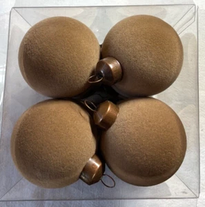 Flocked Velvet Ball Ornaments Light Brown Set of 12 NEW Hobby Lobby Viral 60MM - Picture 1 of 2