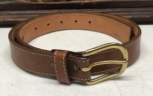 PATAGONIA Size 30 Brown Leather Belt w/ Solid Brass Buckle & Hidden Zipper - Picture 1 of 8