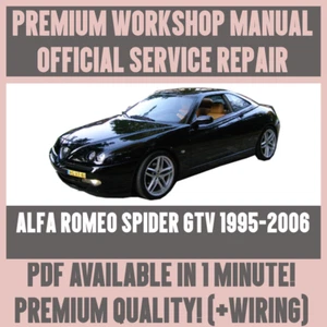 WORKSHOP MANUAL SERVICE & REPAIR GUIDE for 1995-2006 ALFA ROMEO SPIDER GTV - Picture 1 of 5