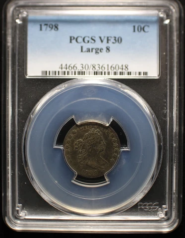 1798 Draped Bust Dime PCGS VF30 Large 8 PROBLEM-FREE! Gorgeous Coin! Cover