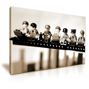 Lego Lunch Atop a Skyscraper Funky Canvas Wall Art Picture Print 76x50cm - Picture 1 of 7