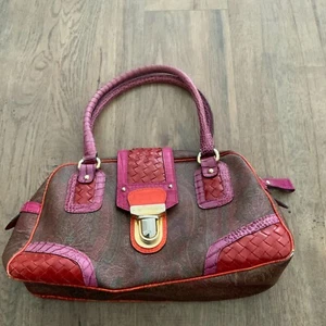 BOLSO DE MANO ETRO CUERO con DOS ASAS Y CREMALLERA SUPERIOR - TAMAÑO MEDIANO - HECHO EN ITALIA - RARO - Imagen 1 de 14