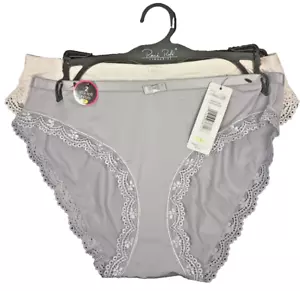 Bragas de ropa interior Rene Rofe talla mediana nuevas marfil y gris 2 pares - Imagen 1 de 6