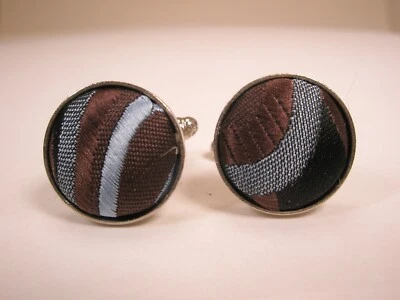 Gemelos vintage de tela de tela de colores y patrones damasco marrón, azul, negro Foto 1 de 4