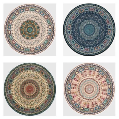 Alfombra redonda suave interior bohemio mandala lavable a máquina antideslizante Foto 1 de 4
