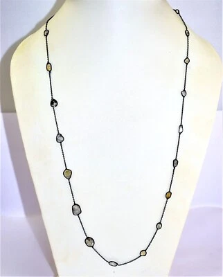 Ожерелье с бриллиантами ломтик полки, ожерелье с оксидами, ожерелье из стерлингового серебра 925 пробы - Изображение 1 из 4