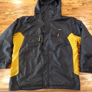 Vintage Nike Reversible Jacket Men Large Blue Yellow Nylon Fleece NO ZIPPER - Picture 1 of 18