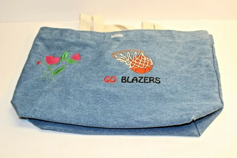 GO BLAZERS Vintage Denim Bag Portland Trail blazers NBA Basketball team Stitched Cover