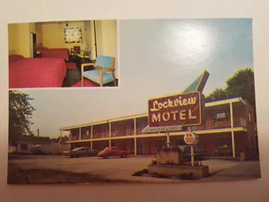 Vintage Postcard Lockview Motel and Cottages Sault Ste. Marie Michigan Auto's - Picture 1 of 3