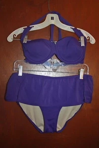Victoria's Secret Blue Halter Bikini Swim Set - 34 C Large Bottoms - Picture 1 of 11