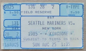 New York Yankees at Seattle Mariners Ticket August 25, 1985 Don Mattingly - Picture 1 of 5
