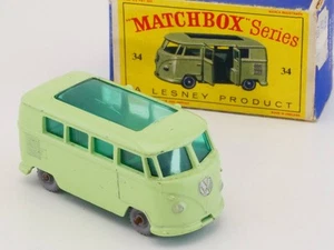 Matchbox 34 B Regular Wheels Volkswagen VW Bus T1 Camper Box Boxed 1704-25-10 - Picture 1 of 9