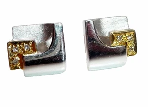 Ohrringe 585 Gold Diamanten kreatives Design 11,2 x 10,4 mm 3,5g - Picture 1 of 9