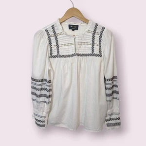 Wyse London Womens Bohemian Blouse White Embroidered Top Size 1 UK8 - Picture 1 of 14