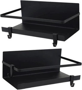 Magnetic Spice Rack for Refrigerator, 2 Pack Shelf Black - Picture 1 of 7