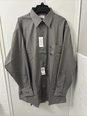 Van Heusen Shirt Mens XL 17 32/33 Gray Sateen Stripe Wrinkle Free Button Up L/S - Image 1 of 4