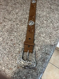 Cinturón de cuero occidental Tony Lama para mujer con estrás corazones brillantes talla 30 gr8 - Imagen 1 de 8