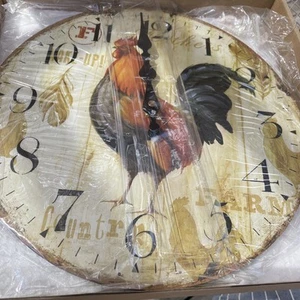 Kitchen Wall Clock 12 Inch Rustic Rooster Silent Non Ticking Wall Clock9030 - Picture 1 of 8