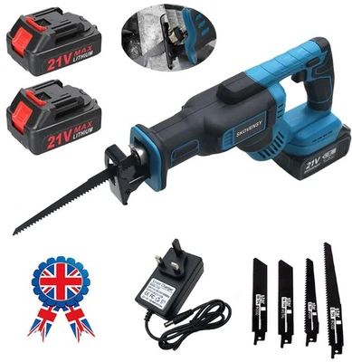 CTX 2 Batteries 21V Cordless Reciprocating Saw Electric 4 Blade Wood Metal Meat Bone