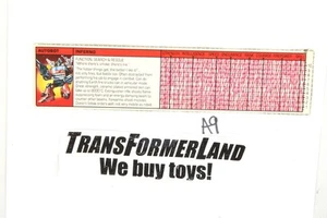 Transformers Hasbro G1 1985 vintage Inferno Tech Specs - Imagen 1 de 1