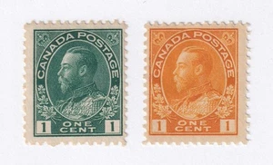 MATT'S STAMPS SCOTT CANADA #104-105 GEORGE V ISSUES OF 1911-1925, MH CV$50.00 - Picture 1 of 3