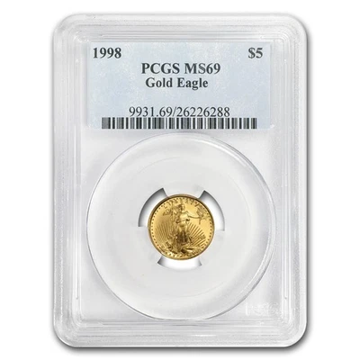 1998 1/10 oz American Gold Eagle MS-69 PCGS - Image 1 of 3