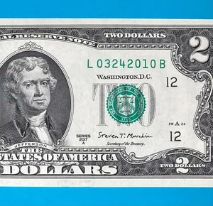 March 24, 2010 (L 03242010 B) BIRTHDAY Note $2 Two Dollar Bill *UNC* - Picture 1 of 4