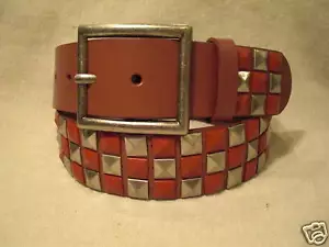 Non-Branded Unisex Pink Synthetic Leather Belt Sz Med 34-37 w/Stud Detail - Picture 1 of 2