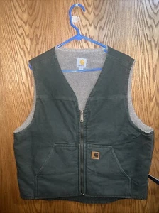 Carhartt Weste Herren Large Regular Grün Sherpa Gefüttert Canvas Workwear - Bild 1 von 24