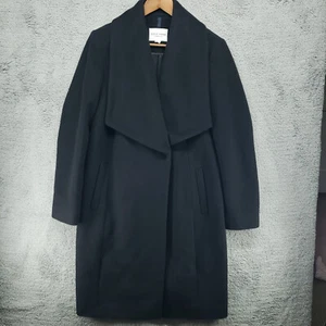 Cole Haan Wollmischung Wolle langer Mantel Damengröße 8 schwarz ohne Gürtel - Bild 1 von 19