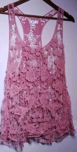 Roommates lace tank top womens 2XL pink floral embroidered lace - Picture 1 of 8