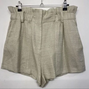 IRO NUEVO Astoso Cintura Alta Bolsa de Papel Tweed 36/4 Mezcla de Lino Crema Bronceado - Imagen 1 de 5